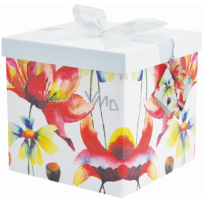 Angel Folding Geschenkbox mit Band Bunte Blumen 17 x 17 x 17 cm