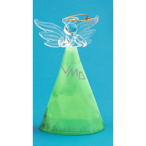 Glas Engel mit farbigem Rock grün 10 cm