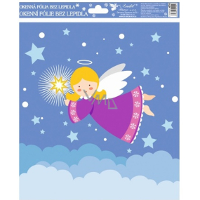 Fensterfolie ohne Kleber happy angels farbig 2. Violetter Engel 29,5 x 24 cm