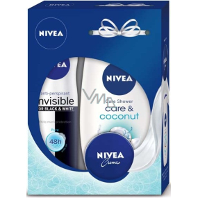 Nivea Care & Coconut Duschgel 250 ml + Invisible Black & White Pure Antitranspirant Spray 150 ml + Creme 30 ml, Kosmetikset
