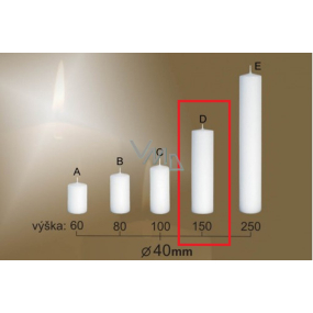 Lima Gastro glatte Kerze weißer Zylinder 40 x 150 mm 1 Stück