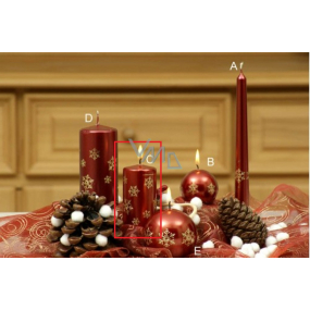 Lima Schneeflocke Kerze rot Zylinder 50 x 100 mm 1 Stück