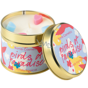 Bomb Cosmetics Paradiesvögel Eine duftende natürliche, handgefertigte Kerze in einer Blechdose brennt bis zu 35 Stunden