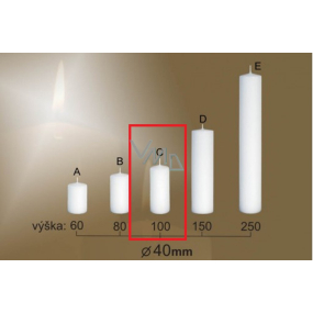 Lima Gastro glatte Kerze weißer Zylinder 40 x 100 mm 1 Stück