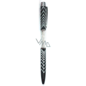 Albi Kugelschreiber mit Kristallen Geometrisches Muster schwarz und weiß 14 cm