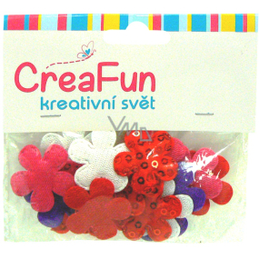 CreaFun Textildekoration Blume mit Pailletten Farbmischung 28 x 28 mm 20 Stück