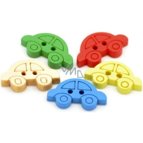 CreaFun Holzknöpfe Spielzeugautos mischen Farben 10 x 20 mm 30 Stück