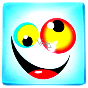 Nekupto Magnet Emoji Smiley quadratisch blau, oranges Auge 4 x 4 cm