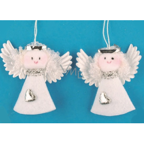 Weißer Filz Engel zum Aufhängen von 7 cm, 2 Stück in einer Tasche