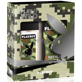Playboy Play It Wild für Ihn parfümiertes Deodorantglas 75 ml + Duschgel 250 ml, Kosmetikset
