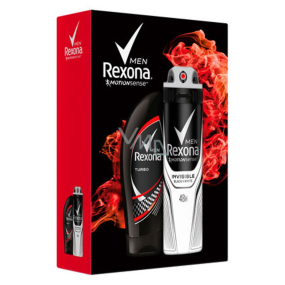 Rexona Men Turbo 250 ml Duschgel für Körper und Haar + Motionsense Invisible Black + White Antitranspirant Deodorant Spray 150 ml
