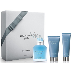 Dolce & Gabbana Hellblau Eau Intense Pour Homme parfümiertes Wasser für Männer 100 ml + Duschgel 50 ml + Aftershave 75 ml, Geschenkset