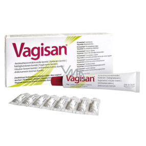 Vagisan HydroCream Moisturizing Cream Kombi mit trockener Vagina 10 g + Zäpfchen 8 Stück