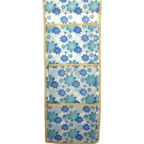 Tasche zum Aufhängen von Stoff blau und türkis Blumen 44 x 17 cm 3 Taschen 667
