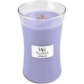 WoodWick Lavender Spa - Lavendelbad-Duftkerze mit Holzdocht und Deckelglas groß 609,5 g