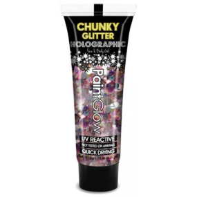 Diva & Nice Chunky Glitter Holographisches UV-Dekorgel für Körper und Gesicht Carnival Chaos - lila Mischung 13 ml