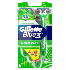 Gillette Blue 3 Sense Care 3-Klingen Einwegrasierer für Herren 6 Stück
