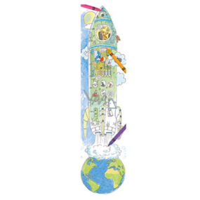 Monumi Fröhliches Meter-Raketenpuzzle für Kinder ab 5 Jahren 160 x 40 cm