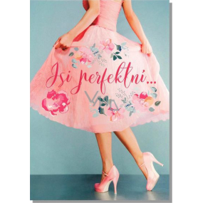 Albi Umschlag spielen Wunsch für die Liebe Rosa Retro-Kleid Hübsche Frau 14,8 x 21 cm