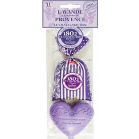 Le Chatelard Lavendel Stoffbeutel gefüllt mit einer Duftmischung 18 g + Marselle herzförmige Toilettenseife 100 g, Kosmetikset