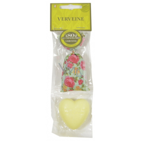 Le Chatelard Verbena und Lemon Stoffbeutel gefüllt mit einer duftenden Mischung aus 7 g + herzförmiger Toilettenseife 25 g, Kosmetikset