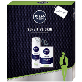 Nivea Men Sensitiver Rasierschaum für Männer 200 ml + Aftershave-Balsam 100 ml, Kosmetikset