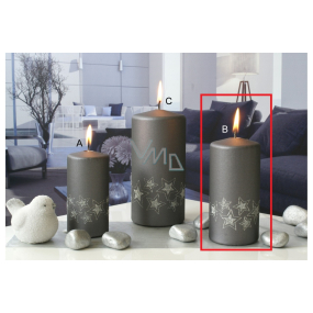 Lima Starlight Kerze grau / silber Zylinder 60 x 120 mm 1 Stück