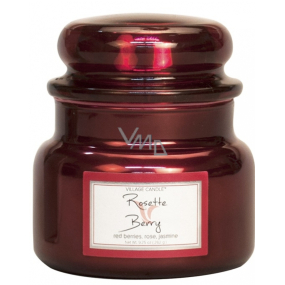 Village Candle Rose und rote Früchte - Rosette Berry Duftkerze im Glas 2 Dochte 262 g