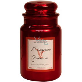 Village Candle Erfrischender Granatapfel - Melograno Glassare Duftkerze im Glas 2 Dochte 602 g