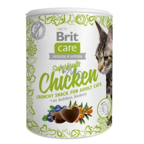 Brit Care Cat Snack Knuspriger Hühnergenuss mit Sanddorn und Heidelbeeren Ergänzungsfutter für erwachsene Katzen 100 g