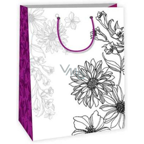 Ditipo Geschenk Papiertüte zum Malen 22 x 10 x 29 cm weiß, Blumen Kreativ 40