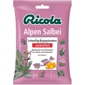 Ricola Salbei - Schweizer Salbei Kräutersüßigkeiten ohne Zucker mit Vitamin C aus 13 Kräutern, gegen Entzündung der Mundhöhle, Fieber und Heiserkeit 75 g