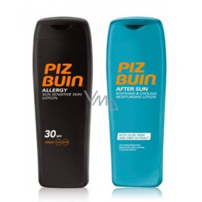 Piz Buin Allergy SPF30 Sonnenschutz verhindert Sonnenallergie 200 ml + After Sun Tan Intensifyin feuchtigkeitsspendende Milch nach dem Sonnenbad 200 ml