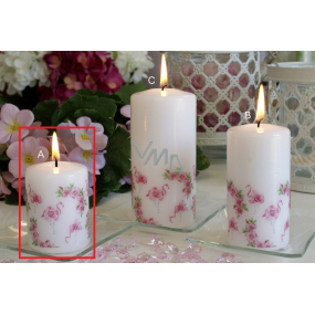 Lima Motiv Rose mit Flamingo Kerze weiß Zylinder 50 x 70 mm 1 Stück