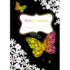 Ditipo Relax für Handtasche Schmetterlinge und Blumen kreatives Notizbuch 16 Blatt, Format A6 15 x 10,5 cm