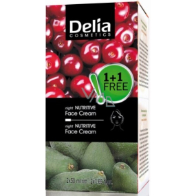 Delia Cosmetics Fruit Fantasy Avocado pflegende Nachtcreme für trockene und normale Haut 50 ml + saure Kirsche pflegende Nachtcreme für fettige und Mischhaut 50 ml, Duopack