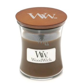 WoodWick Amber & Incense - Duftkerze mit Ambergris und Weihrauch mit Holzdocht und Deckelglas klein 85 g