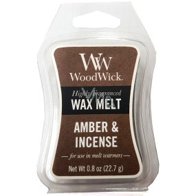 WoodWick Amber & Incense - Ambergris und Weihrauch Weihrauchwachs für Aromalampe 22,7 g