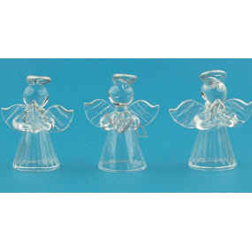 Engel aus Glas mit einem silbernen Heiligenschein von 5 cm 3 Stück