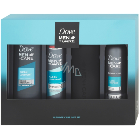 Dove Men + Care Clean Comfort Duschgel 250 ml + Duschschaum 200 ml + Antitranspirant-Spray 150 ml + Wasserflasche, Kosmetikset