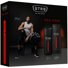 Str8 Red Code parfümiertes Deodorantglas für Männer 75 ml + Duschgel 250 ml, Kosmetikset
