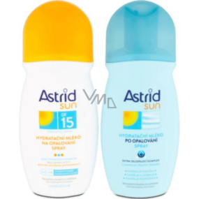 Astrid Sun OF15 Feuchtigkeitsspendendes Sonnenmilchspray 200 ml + Sonnenfeuchtigkeit Nach Sonnenspray 200 ml, Duopack