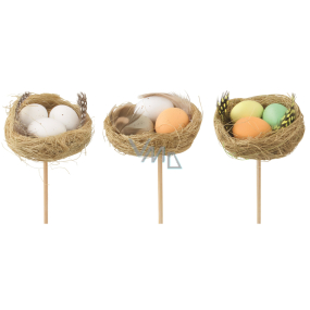 Nest mit Eiern 5,5 cm + Spieße in verschiedenen Farben 1 Stück
