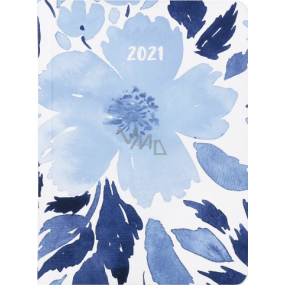 Albi Diary 2021 wöchentlich Blaue Blüten 17 x 12,5 x 1,2 cm