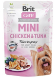 Brit Care Mini Hühnchen & Thunfischfilets In Soße komplettes Super Premium Futter für erwachsene Hunde Mini Rassen Tasche 85 g