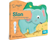 Albi Magic liest interaktives Minibook mit einem ausgeschnittenen Elefanten ab 2 Jahren