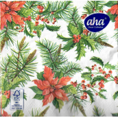 Aha Papierservietten 3-lagig 33 x 33 cm 20 Stück Weihnachtsstern, Nadeln