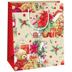 Ditipo Geschenk Papiertüte 18 x 10 x 22,7 cm Teddybären Geschenke Weihnachtsstern