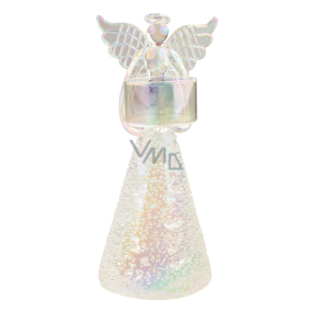 Glas Engel auf einer weißen Kerze 19 cm