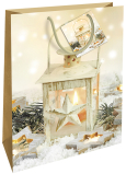 Nekupto Geschenk Papiertüte 46 x 33 x 10,5 cm goldene Laterne Weihnachten WBXL 1957 01